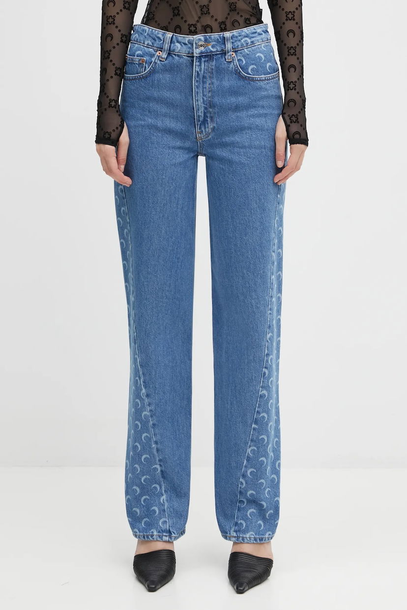 Kavbojke Marine Serre Moon Laser Denim Baggy High Waist Jeans Modra | WPA169ACDEN0002