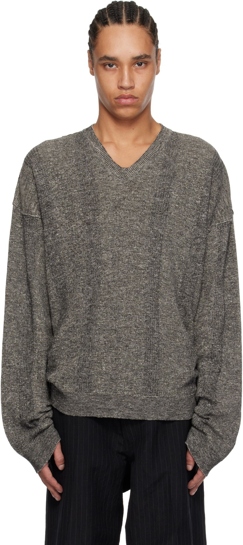 Pleteni pulover Maison Margiela Maison Margiela V-Neck Sweater Siva | S50HN0012 M13097