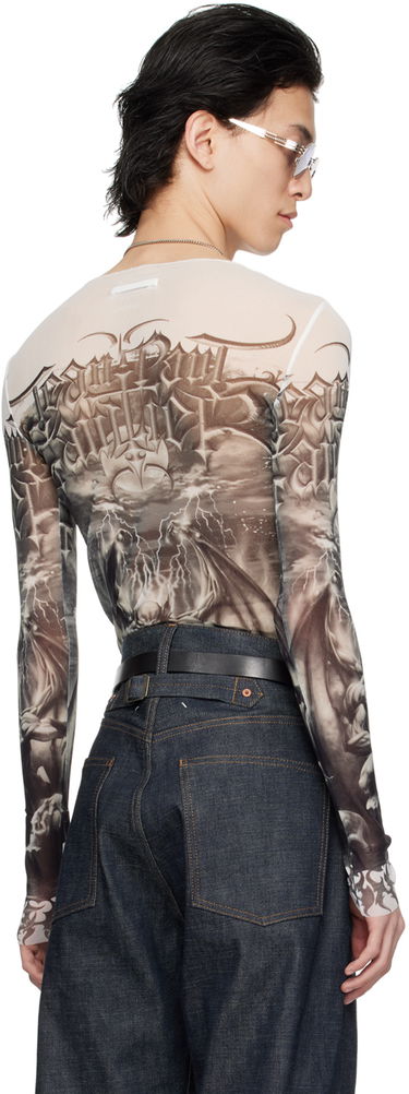 Majica Jean Paul Gaultier Jean Paul Gaultier 'The Diablo' Graphic Mesh Long Sleeve T-Shirt Bela | 24/25-U-TO137-T546-0100, 2