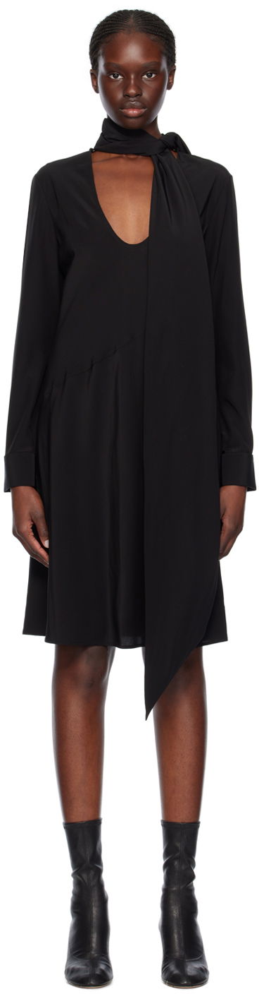 Obleke Helmut Lang Helmut Lang Scarf Midi Dress Črna | O01HW605