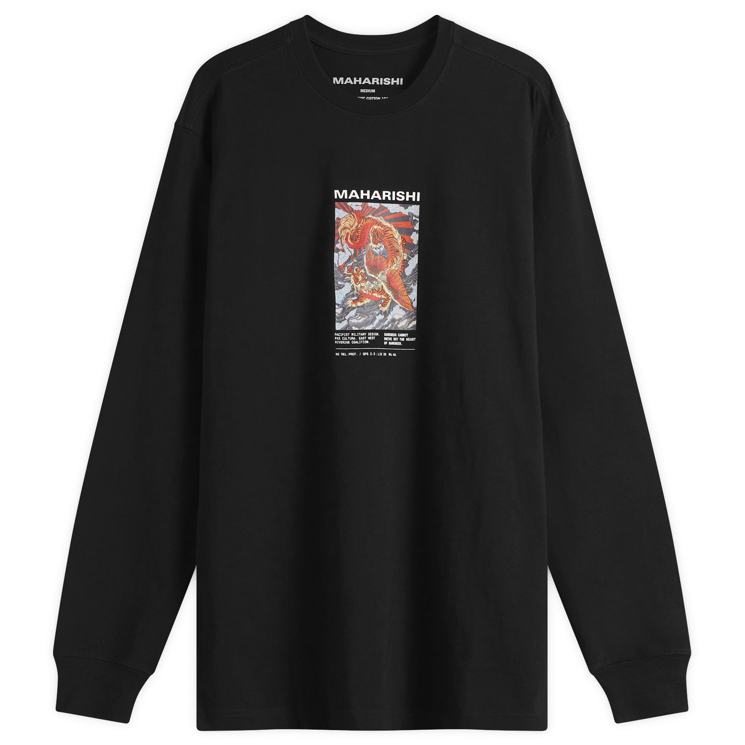 Majica Maharishi Tiger Dragon Miltype Graphic Long Sleeve T-Shirt, Size Large Črna | 1490-BLK, 1