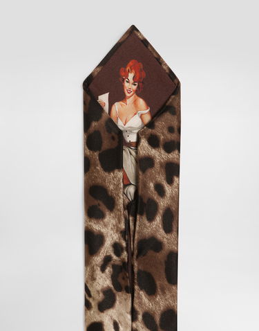 Modni dodatki Dolce & Gabbana Dolce & Gabbana Satin Tie with Leopard Print Rjava | GT181EFS1GTHY13M, 3