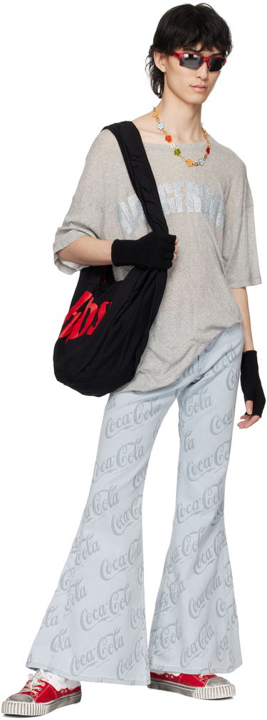 Kavbojke ERL Jacquard Logo Pattern Flare Jeans Modra | ERL08P014, 3