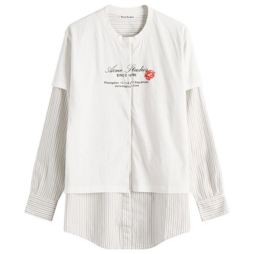 Srajce Acne Studios Acne Studios Eliah Double Layer T-Shirt, Size Large Bela | AC0730-AEG