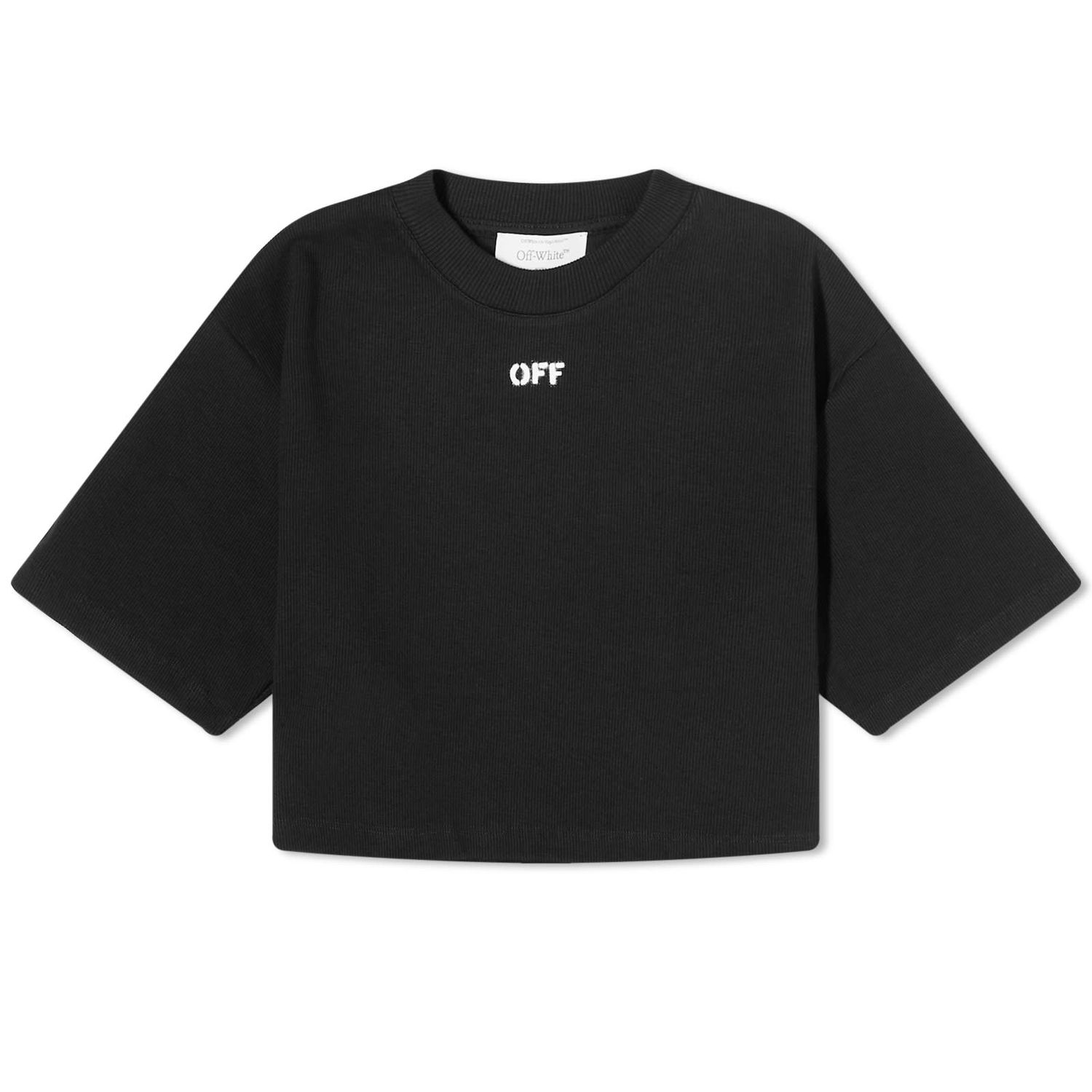 Majica Off-White Stamp Logo Rib Crop T-Shirt Črna | OWAA081F23JER0011001, 0