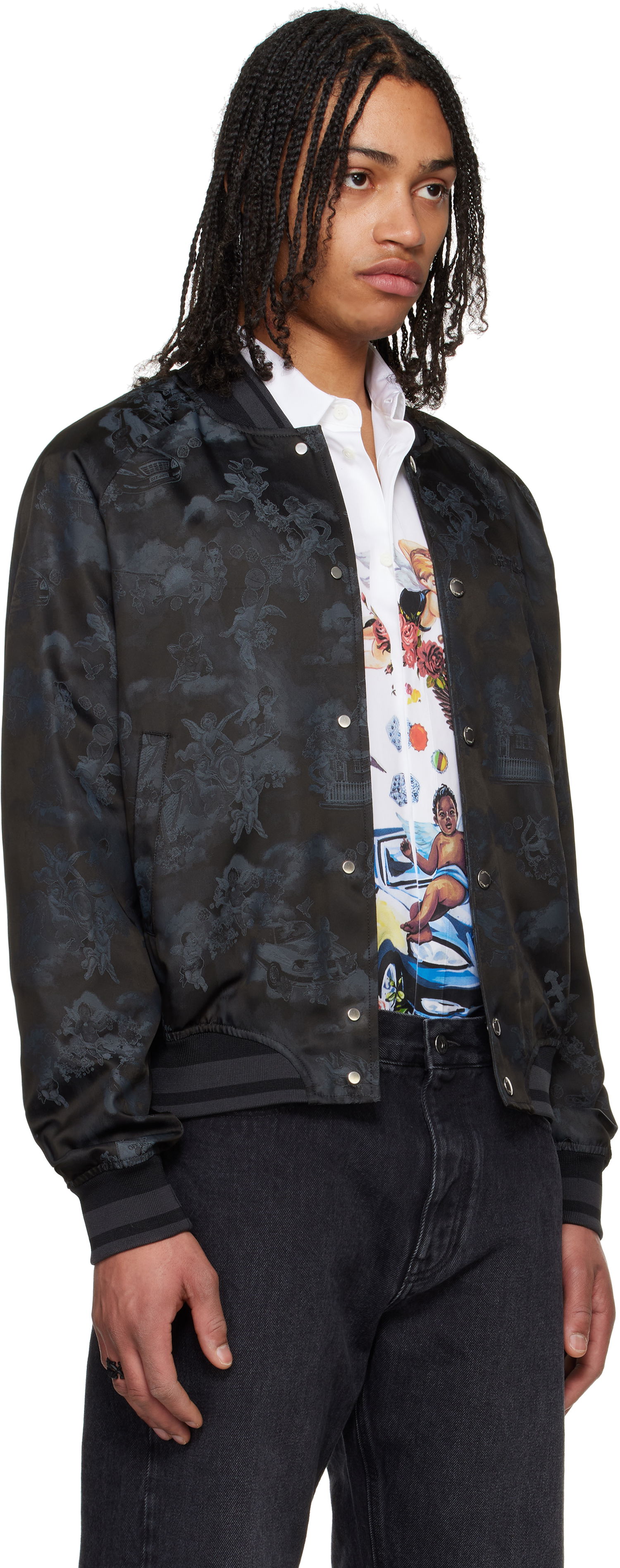 Bomber jakna Off-White Off-White Fresco Souvenir Varsity Bomber Jacket Črna | OMEH05AS25FAB0020210, 1