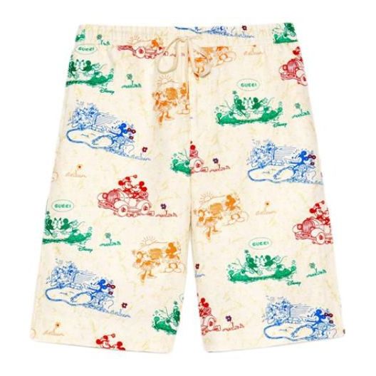 Kratke hlače Gucci Disney Joint Print Linen Shorts Večbarvna | 604046-ZADJZ-9701