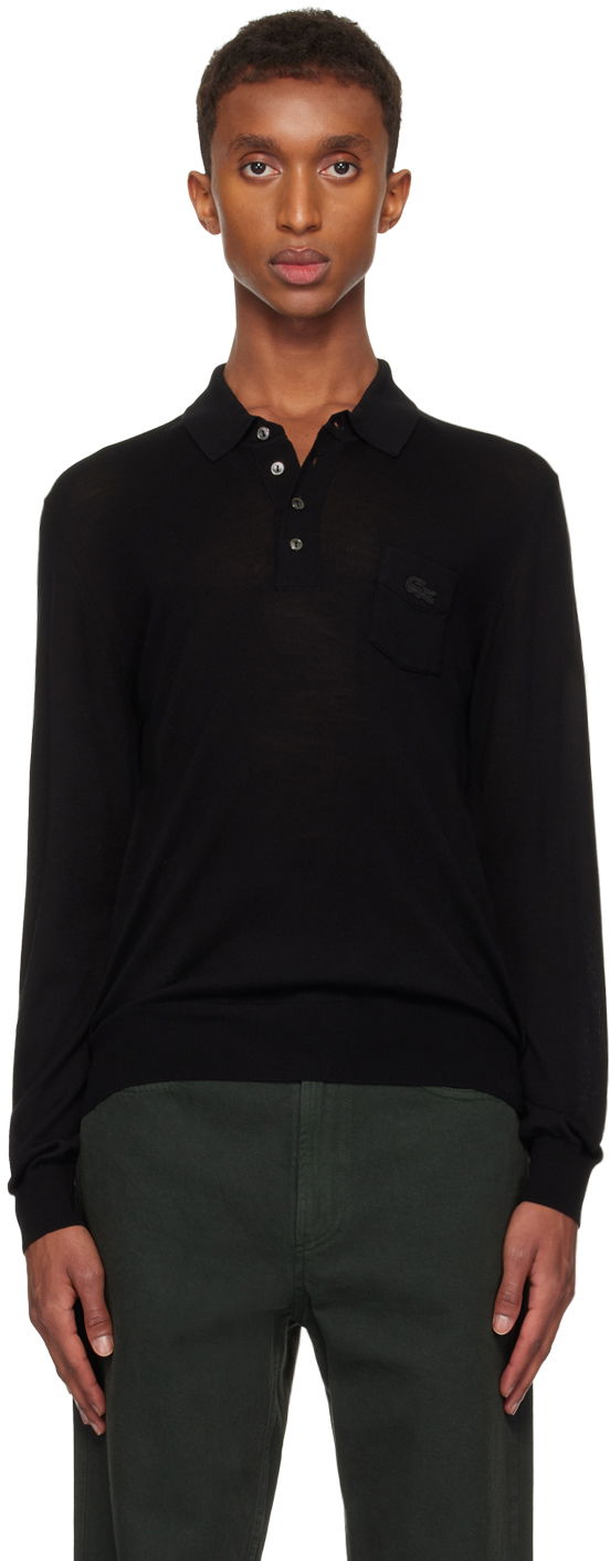 Polo majica Lacoste Sweater Polo Long sleeve Črna | AH2161 031