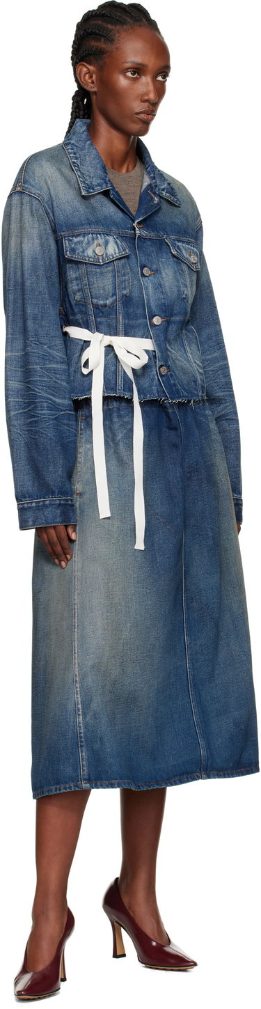 Jakna Maison Margiela MM6 Maison Margiela Cropped Denim Jacket with Tie Modra | S52AM0340 M30017, 3