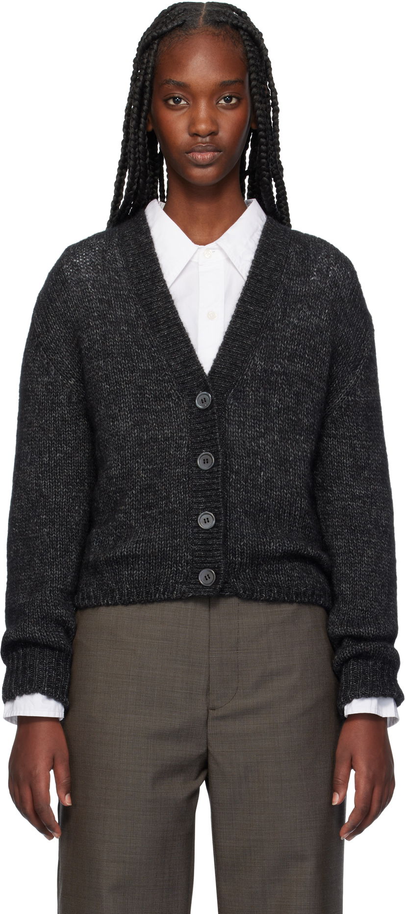 Pleteni pulover OUR LEGACY Academy Knit Cardigan Črna | W4243AP