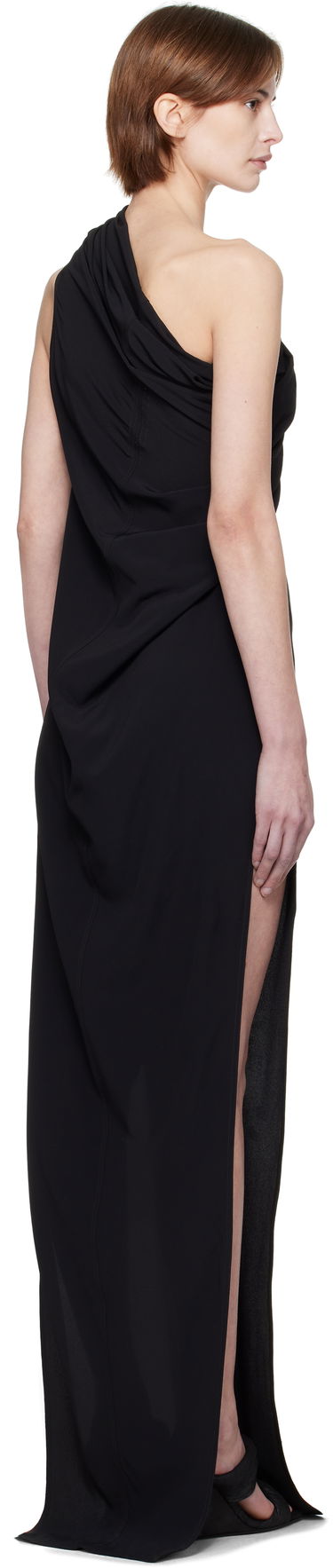 Obleke Rick Owens Rick Owens Hollywood Athena Arrowhead One-Shoulder Maxi Dress Črna | RP01E7509 CC, 2