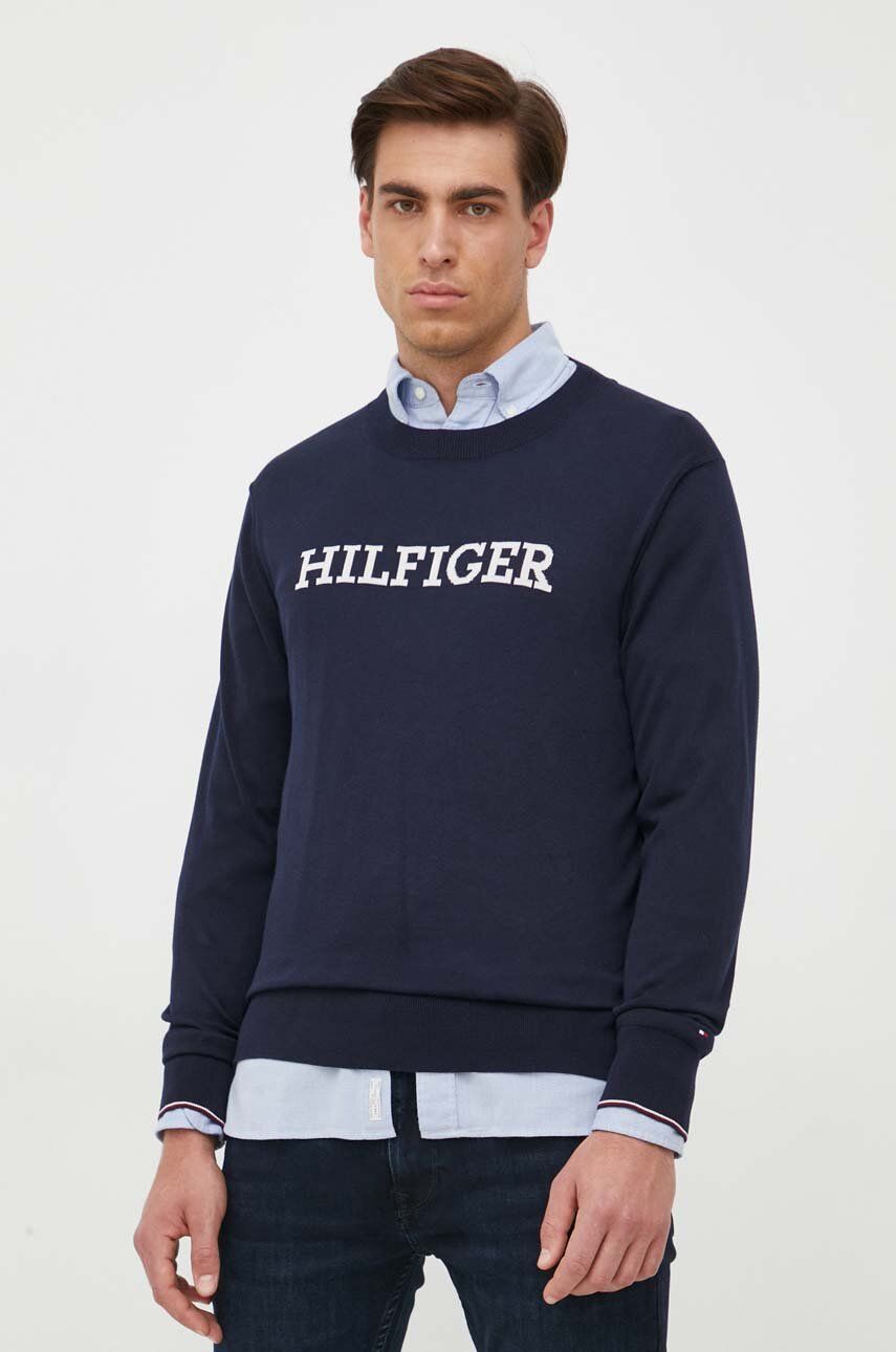 Pleteni pulover Tommy Hilfiger Hilfiger Monotype Supima Relaxed Jumper Mornarica | MW0MW31584, 0