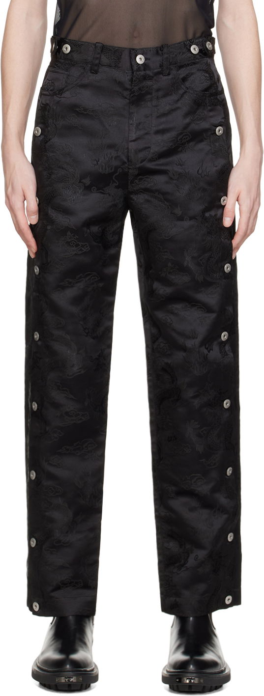 Hlače Feng Chen Wang Feng Chen Wang Dragon Jacquard Trousers Črna | FUS17TR12, 0
