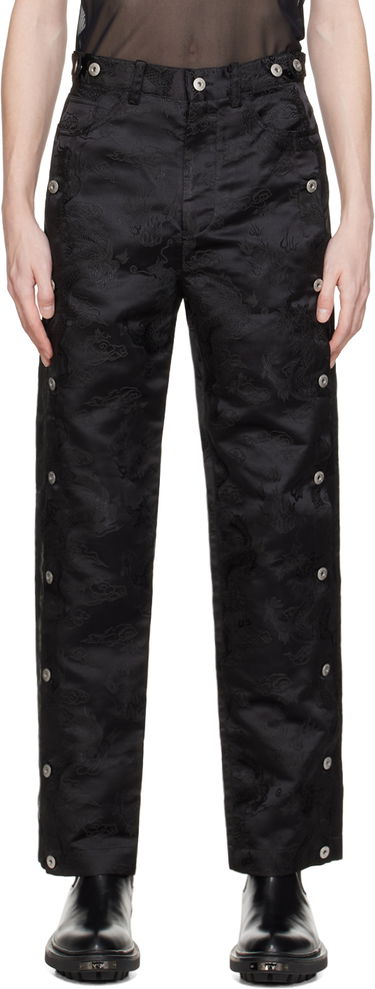 Hlače Feng Chen Wang Feng Chen Wang Dragon Jacquard Trousers Črna | FUS17TR12, 0
