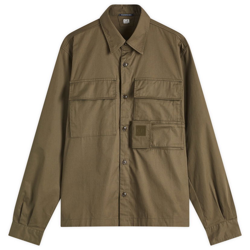 Srajce C.P. Company C.P. Company Metropolis Series Gabardine Long Sleeve Shirt Zelena | 18CLSH025A-006472A-683
