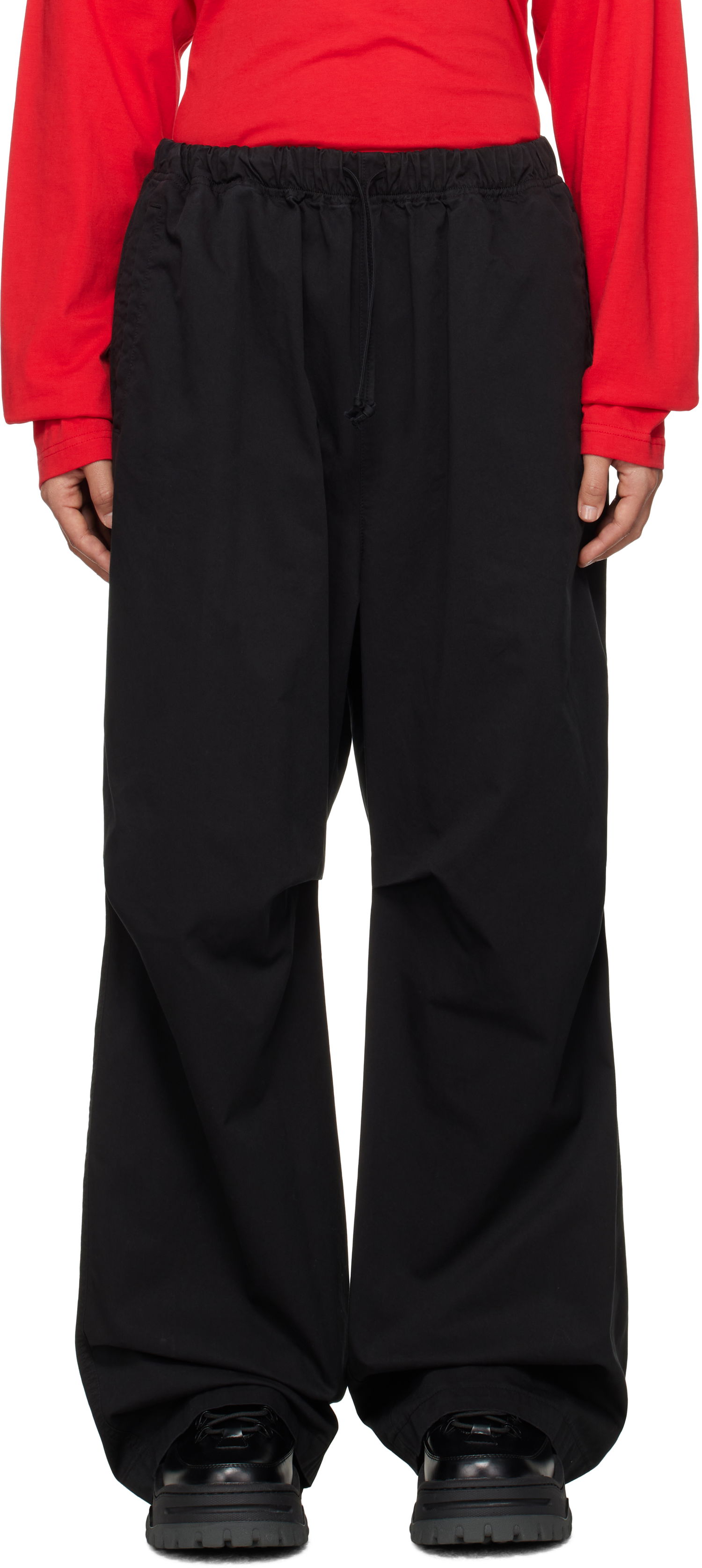 Cargo hlače We11done We11done Tucked Wide Trousers Črna | WD-PT3-24-262-U-BK, 0