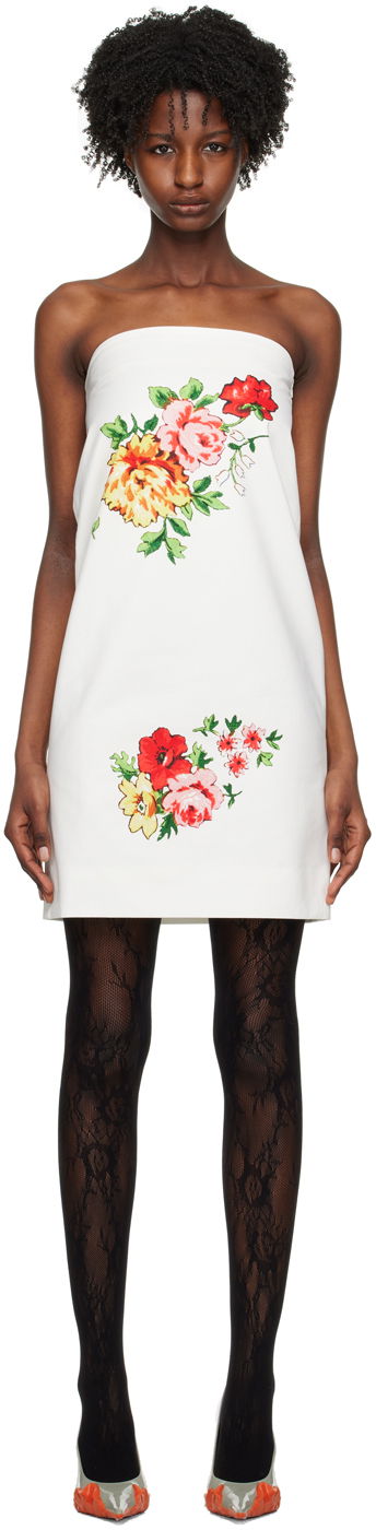 Obleke We11done We11done Printed Strapless Mini Dress Bela | WD-OP1-23-016-W-MX