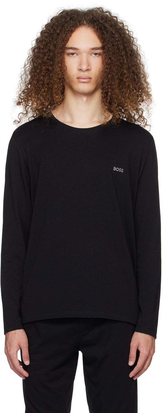 Majica BOSS Embroidered Long Sleeve T-Shirt Črna | 50515390
