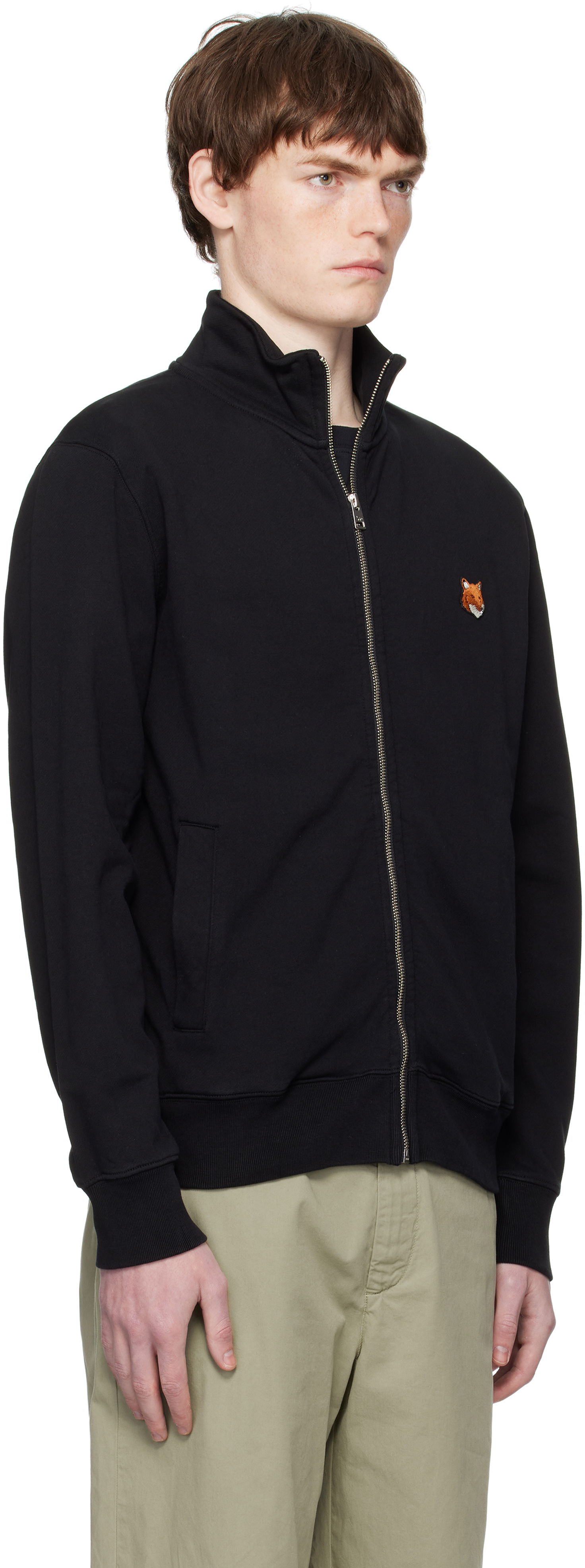 Pulover MAISON KITSUNÉ Fox Head Patch Fullzip Regular Sweatshirt Črna | PM02134KM0340, 1