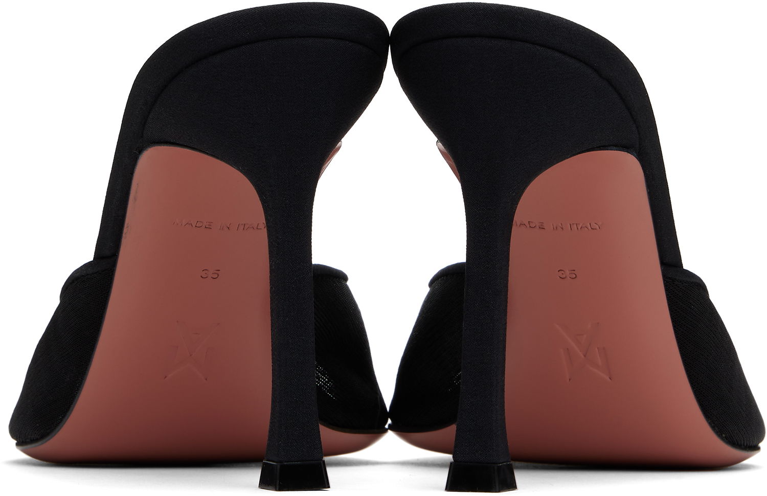 Modni dodatki Amina Muaddi Amina Muaddi Alexa Mesh Slipper 95 Heeled Sandals Črna | ALEXA MESH SLIPPER, 1