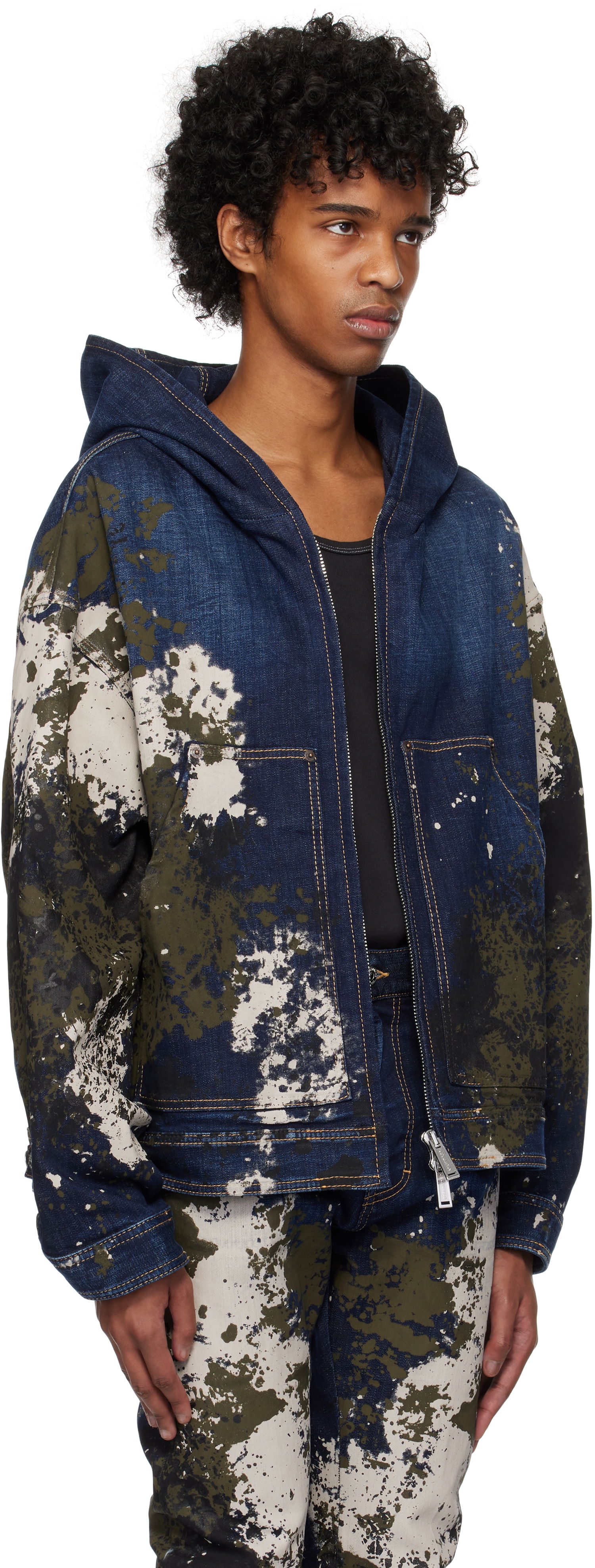 Pulover DSQUARED2 Dsquared2 Workwear Zipped Denim Jacket Modra | S74AM1559_S30664, 1