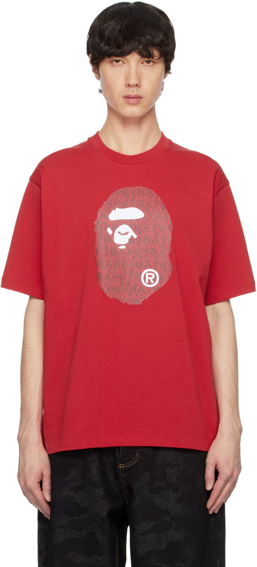 Majica BAPE Lux Sport Pattern Ape Head T-Shirt Rdeča | 001TEK801322M