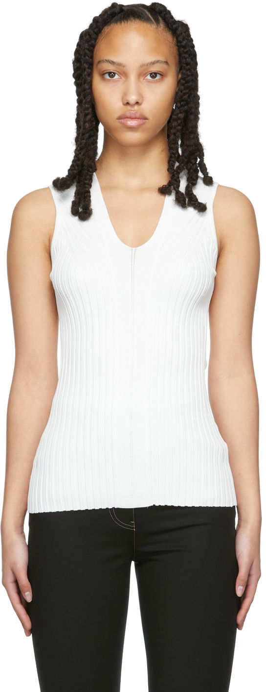 Majica brez rokavov Helmut Lang Helmut Lang Rib Knit Sleeveless Top Bela | M01HW703, 0