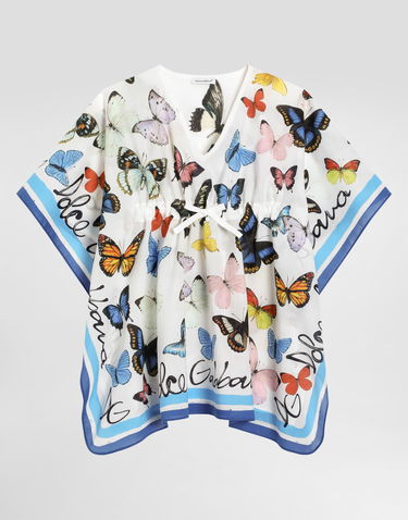 Obleke Dolce & Gabbana Dolce & Gabbana Butterfly Print Batiste Caftan Bela | LB7A14FI5KTHB5KB, 0