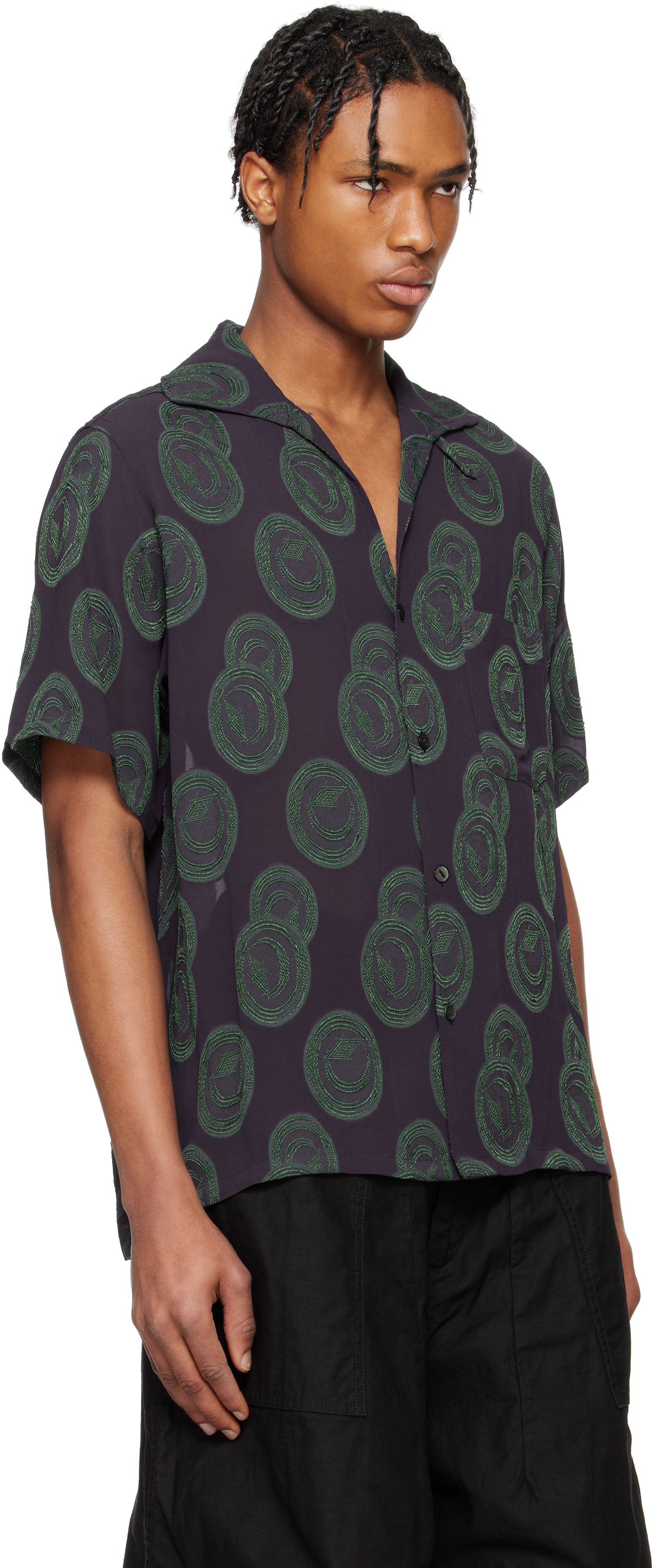 Srajce Needles NEEDLES Short Sleeve Italian Collar Shirt Lila | QV123, 1