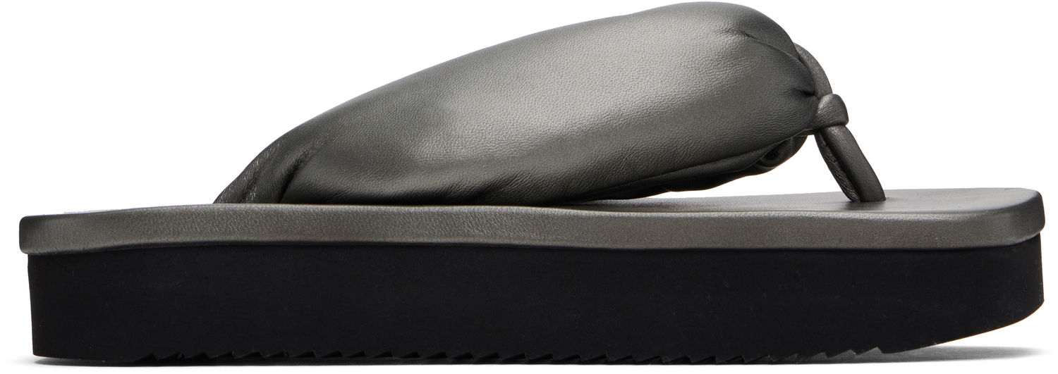 Nega čevljev Rick Owens Rick Owens Hollywood Lambskin Flip-Flops Siva | RP01E7811 LLPM, 0