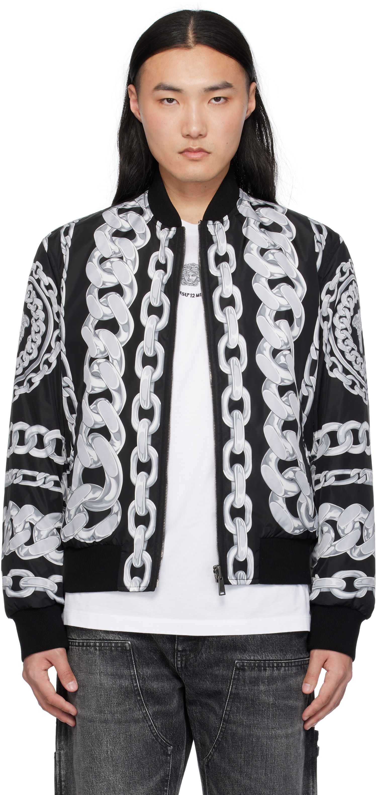 Bomber jakna Versace Versace Medusa Chains Reversible Bomber Jacket Črna | 1018824_1A13441, 0