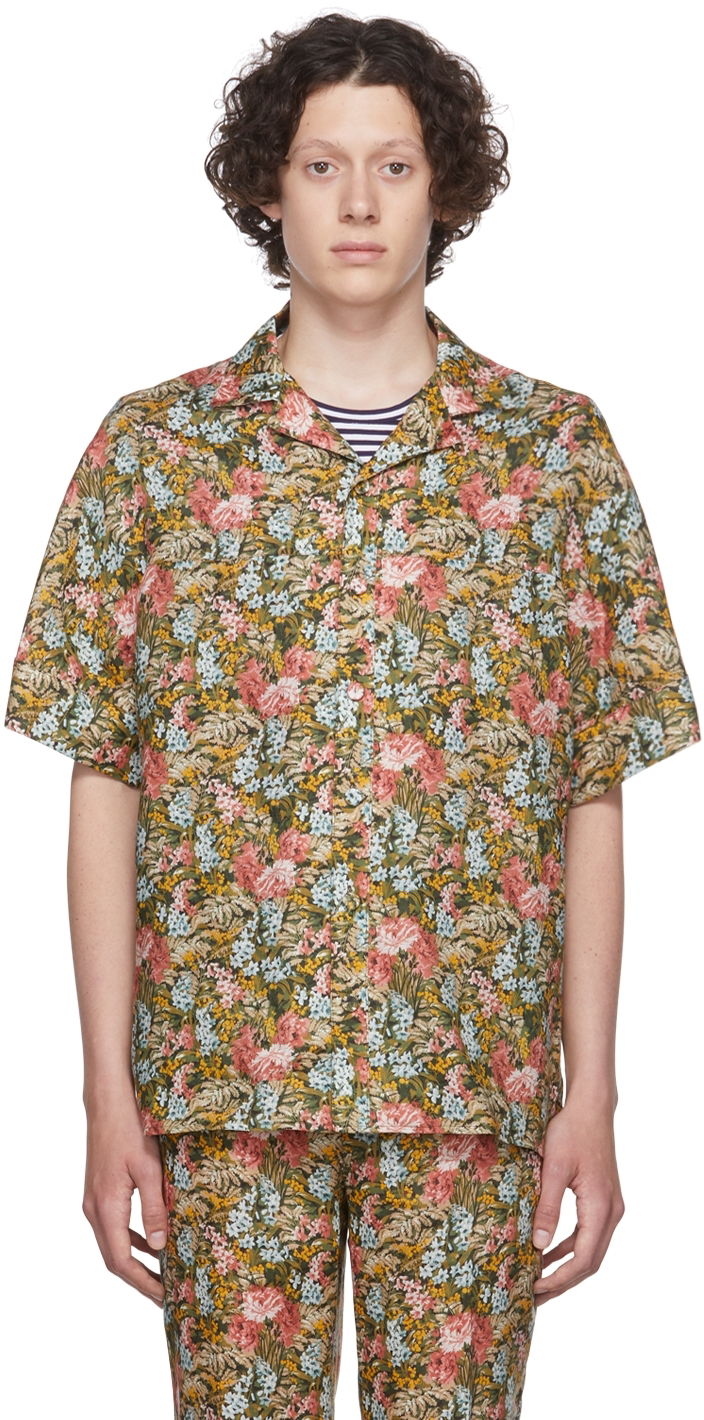 Srajce Erdem Floral-Print Short Sleeve Shirt Zelena | MV22_503MLFL PHILIP SHIRT