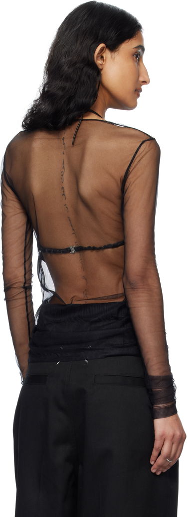 Majica brez rokavov Ann Demeulemeester Ann Demeulemeester Fiene 'Sunset Bleeding' Mesh Long Sleeve Top Črna | 2510-W-JTS12-R-FA585-099, 2