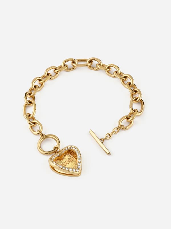 Zapestnica GUESS Chain Bracelet With Heart Pendant Kovinski | JUBB04599JW, 0