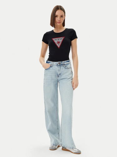 Majica GUESS Guess Rhinestone Triangle Short Sleeve T-Shirt Črna | E5GI08J1314-JBLK, 2