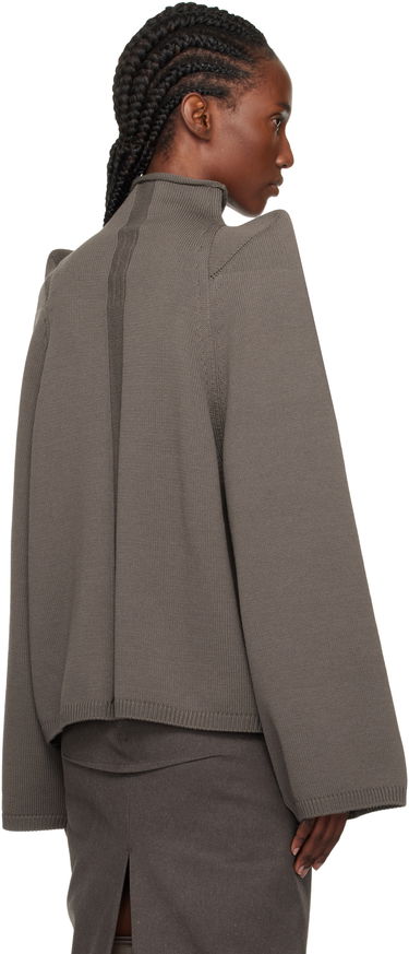 Pleteni pulover Rick Owens Concordians Con Ribbed Knit Structured Shoulder Turtleneck Siva | RO02E4657 KWVLH, 2