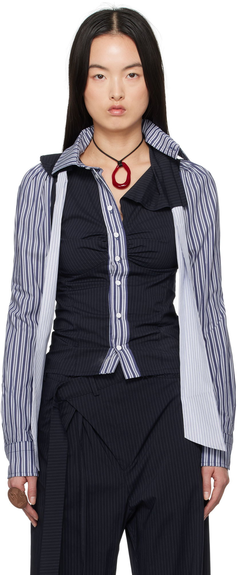 Srajce Ottolinger Ottolinger Deconstructed Lavallière Shirt Mornarica | 11140021102