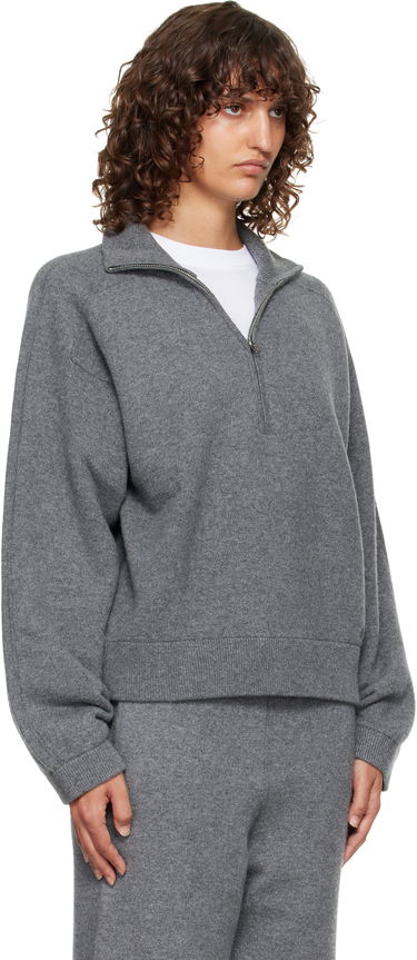 Pleteni pulover Loulou de Saison Loulou de Saison Cashmere Quarter-Zip Sweater Siva | DRIES, 1