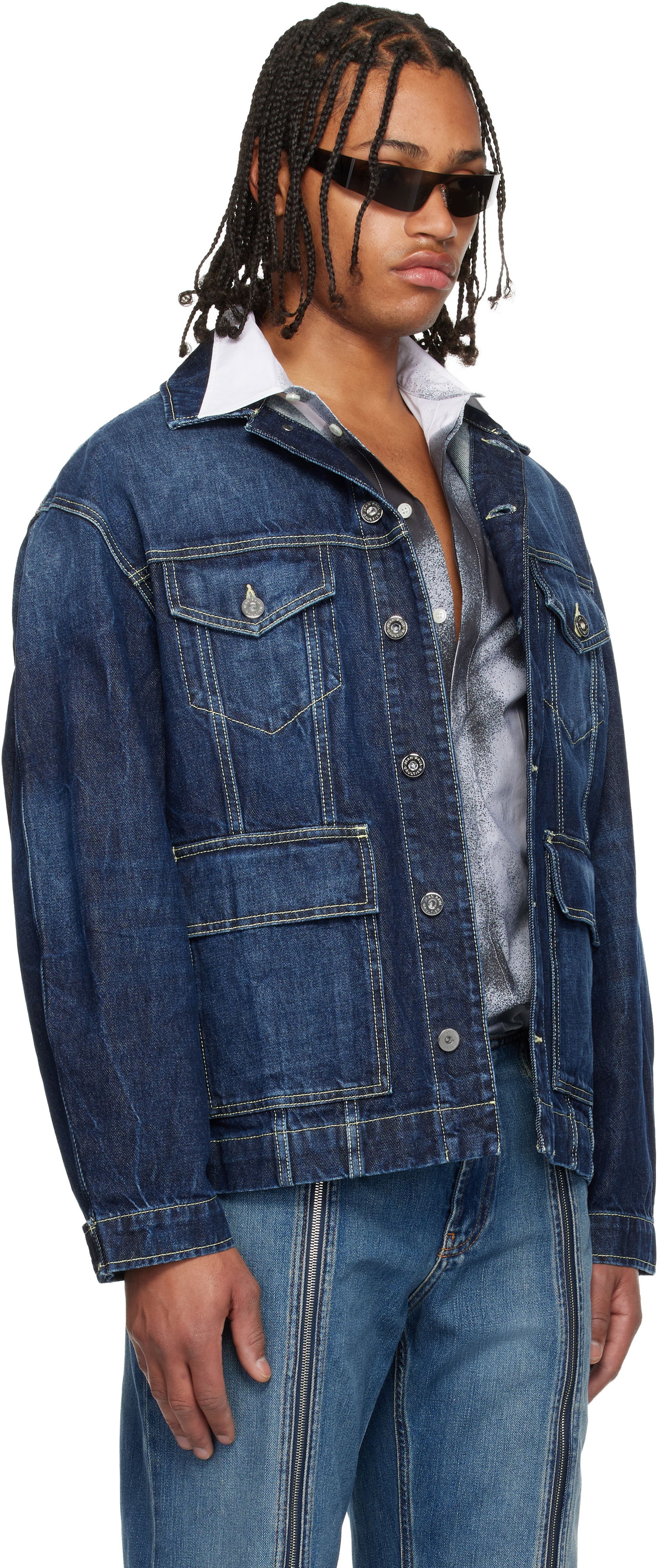 Jakna Jean Paul Gaultier Jean Paul Gaultier Cutout Denim Jacket Modra | 25/04-U-JA018-D024-83, 1