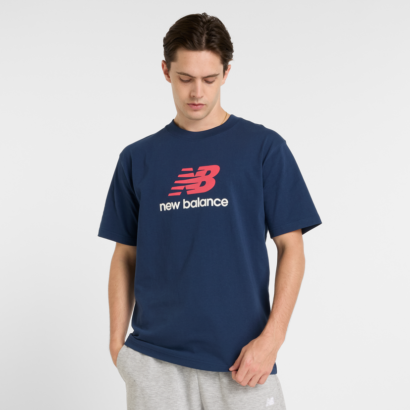 Majica New Balance Men's Essentials Stacked Logo T-Shirt Mornarica | NBMT51500NNY