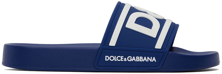 Superge in čevlji Dolce & Gabbana Blue Logo Slides Modra | CS2072AQ858, 0