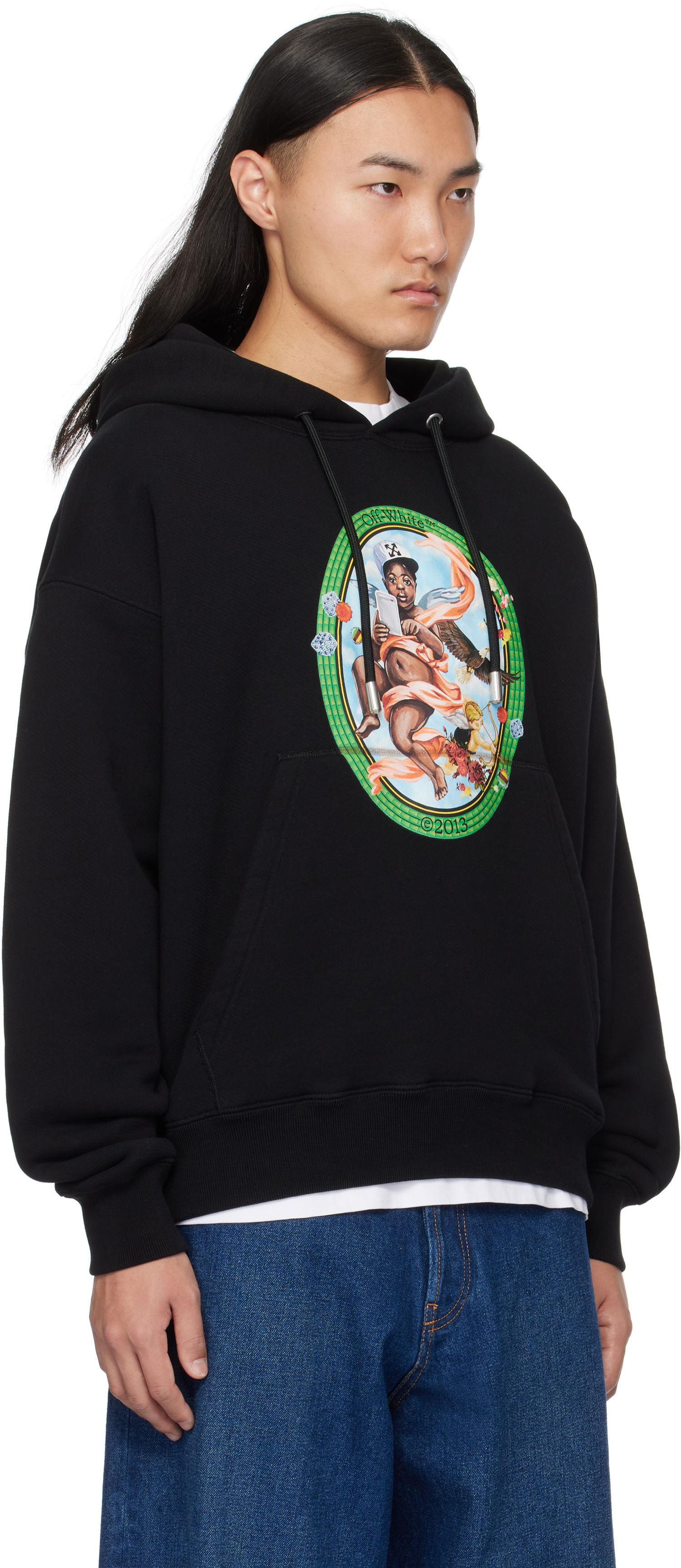 Pulover Off-White Fresco Print Hoodie Črna | OMBB085S25FLE0031001, 1