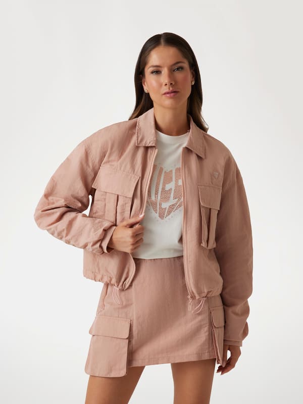 Vetrovka GUESS Guess Cropped Windbreaker Jacket Roza | V5RL03WGYB0, 0
