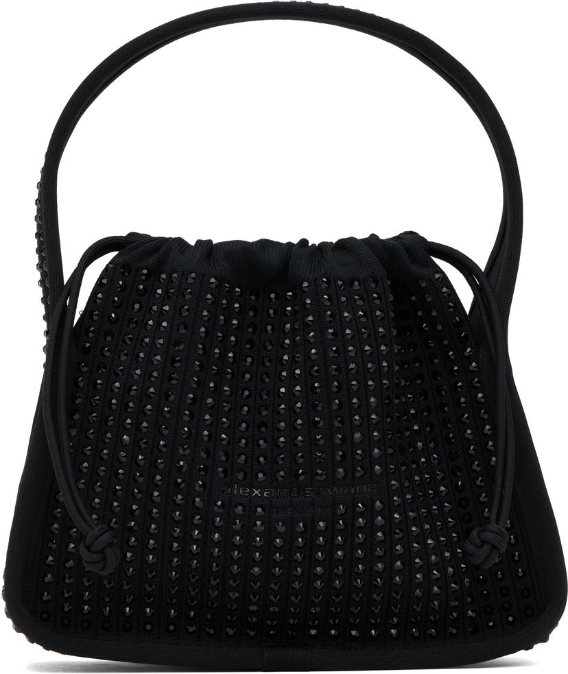 Torbica Alexander Wang Alexander Wang Small Ryan Rhinestone-Embellished Drawstring Bag Črna | 20125R91T