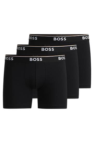 Boksarice BOSS Three-pack of stretch-cotton boxer briefs Črna | 50475282