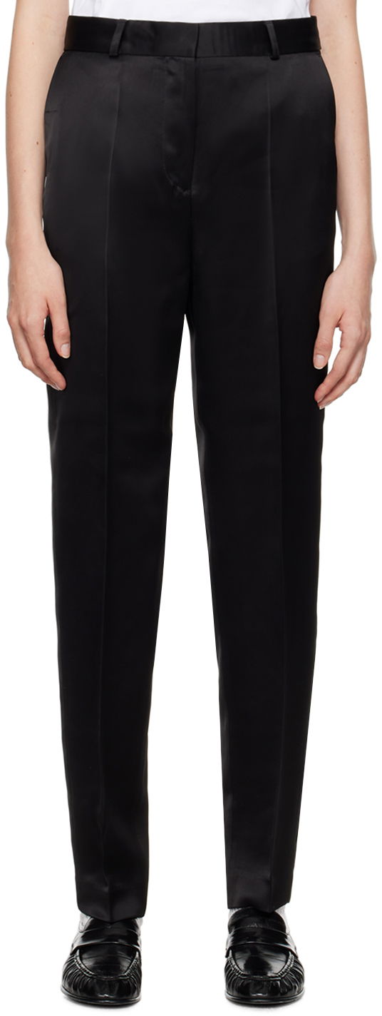 Hlače TOTEME Low-Waist Satin Trousers Črna | 244-WRB0228-FB0208