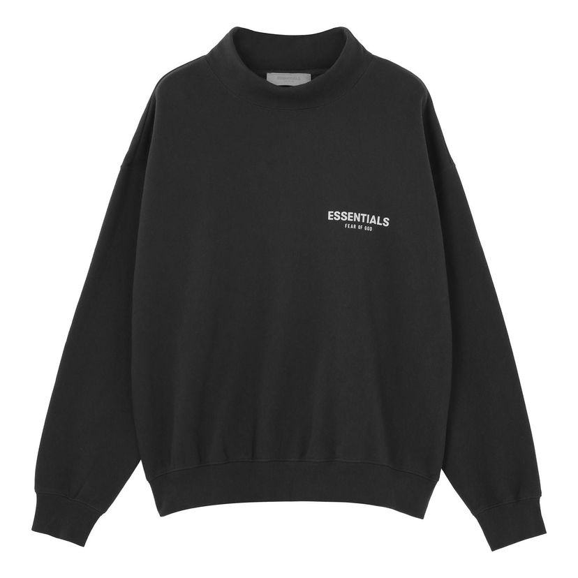 Pleteni pulover Fear of God Essentials Mock Neck Sweatshirt Črna | FOG-SS22-250