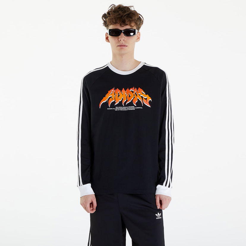 Majica adidas Originals Flames Long Sleeve Tee Black/ White Črna | IS0206