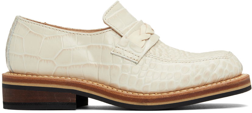 Superge in čevlji OUR LEGACY Nakano Braided Croc-Embossed Loafers Bela | A4247NVC