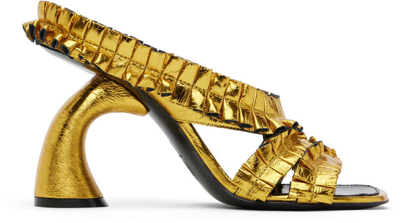 Modni dodatki Dries Van Noten Dries Van Noten Ruffled Heeled Sandals Kovinski | WS251-1566-207